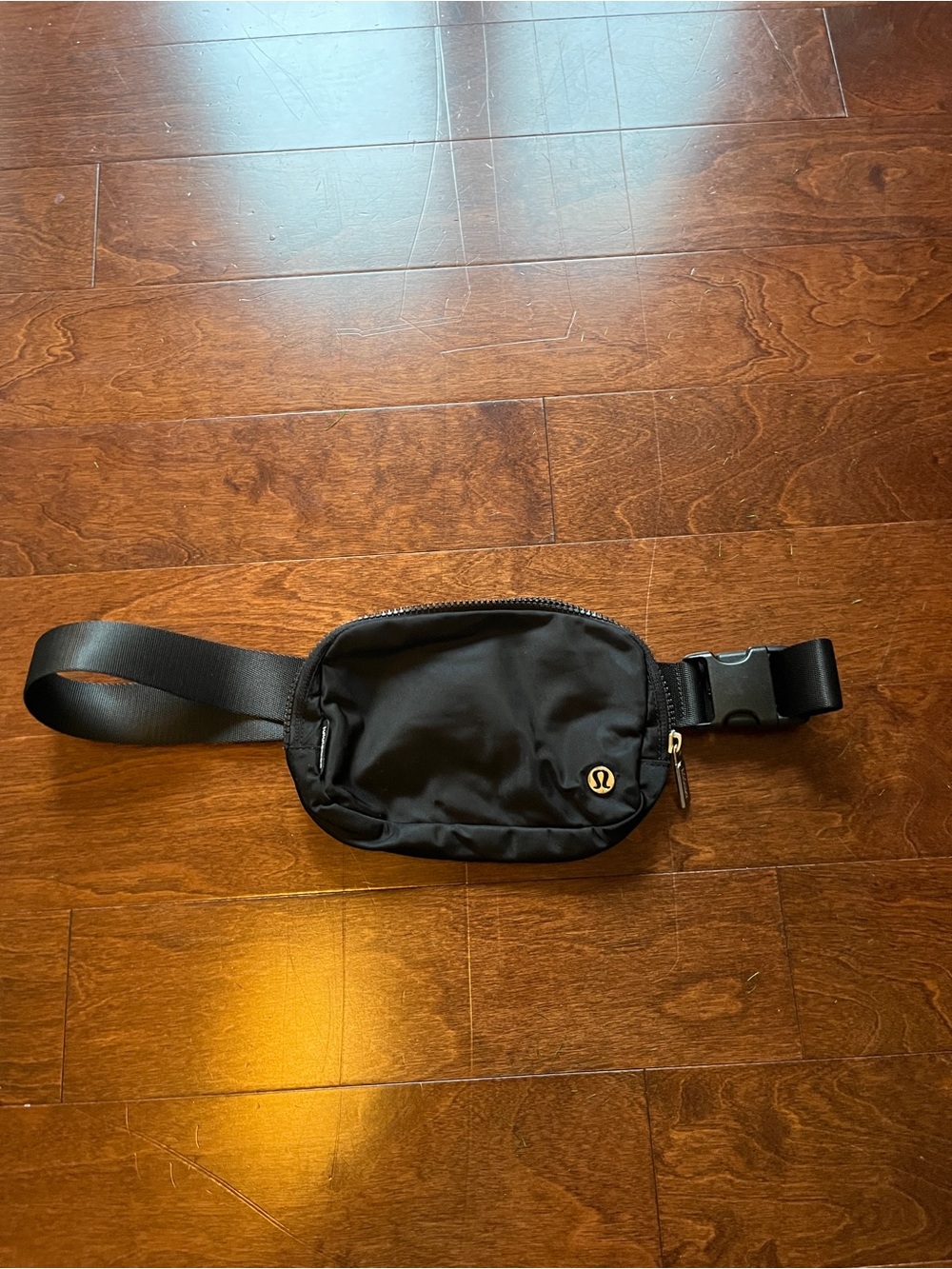 lululemon athletica Black Belt Bag with Silver Logo Accent